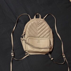 Victoria’s Secret Tan Mini Backpack with Chain Detail